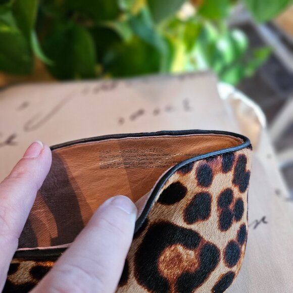 Halogen Leopard Print Calfskin Peep-Toe Booties - Picture 3 of 8